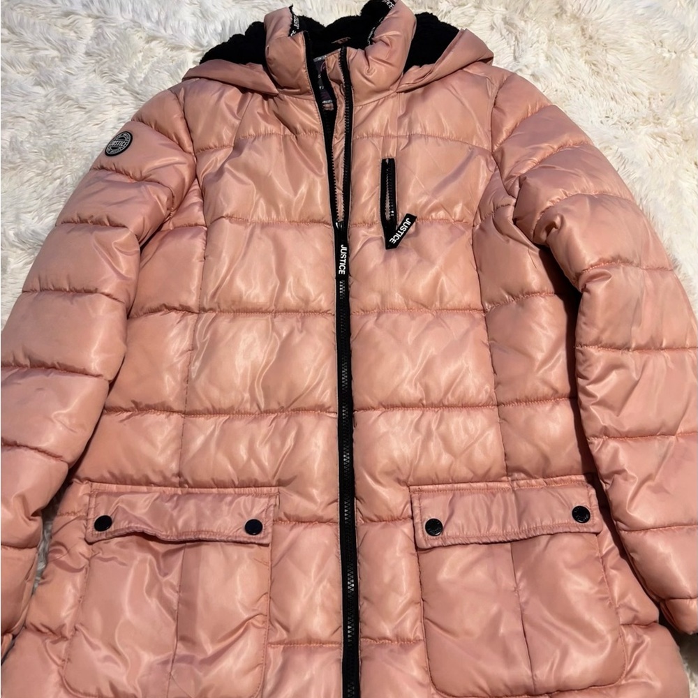 Justice Girls Puffer Jacket Pink size 18/20 New wore only 2-3 times